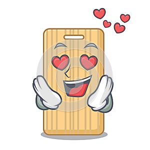 In love wooden cutting board mascot cartoon