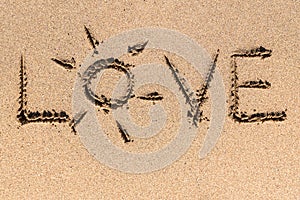 Love Word On Beach Sand