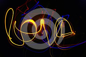 Love word in light painting