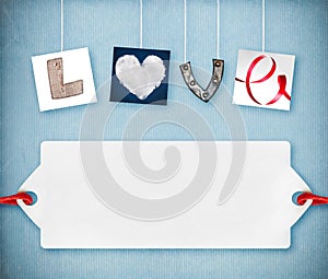 Love word made of four different objects