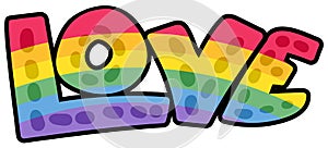 Love word painted lgbtqi colors sticker vector photo