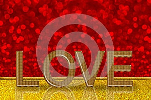 Love word on red bokeh background valentine's day