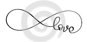 Love word In the sign of infinity. Vector calligraphy and lettering EPS10