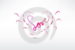 Love word text handmade in pink color vector icon image