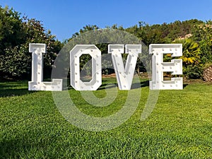 Love written in green garden