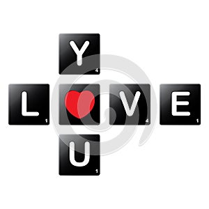 Love you crossword by scrabble tiles