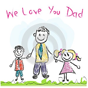 We love you Dad Father's day doddle greeting card photo
