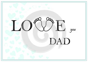 Love you dad horizontal greeting card vector illustration