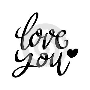 Love you, hand lettering phrase, poster design, calligraphy vector