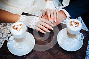 Love you honey. Newly wed couple drinking