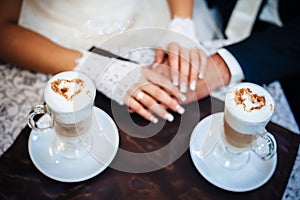 Love you honey. Newly wed couple drinking