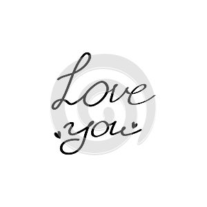 Love you lettering. Hand-drawn vector elegant lettering for greeting cards, banners, invitations or headlines. Simple
