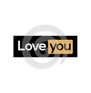 Love you lettering in porn web site style. Love you sticker