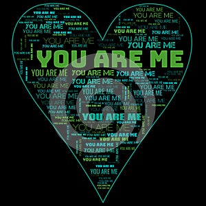 Love You Are Me Words Letters Illustration