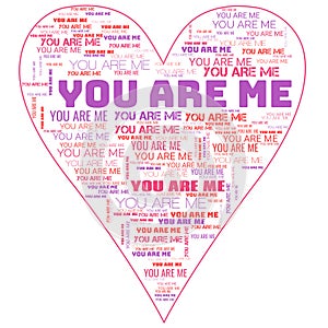 Love You Are Me Words Letters Illustration