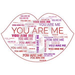 Love You Are Me Words Letters Illustration