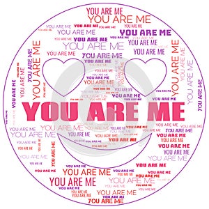 Love You Are Me Words Letters Illustration