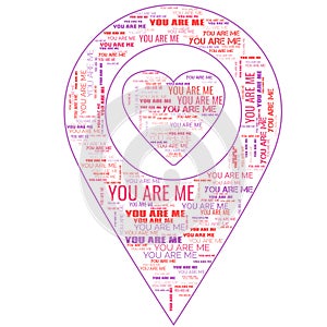 Love You Are Me Words Letters Illustration