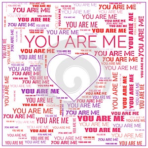 Love You Are Me Words Letters Illustration