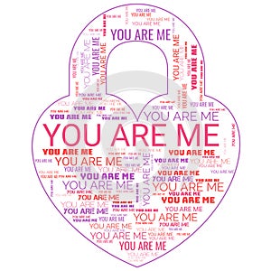 Love You Are Me Words Letters Illustration