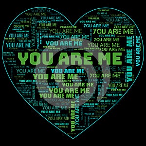 Love You Are Me Words Letters Illustration