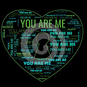 Love You Are Me Words Letters Illustration