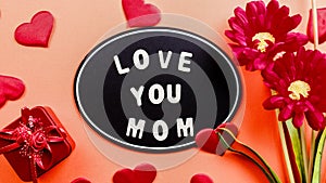 Love you mom background with flower for mother's day