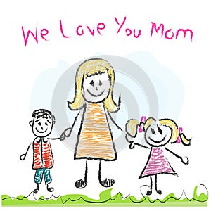 We love you Mom Mother's day doddle greeting card