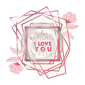 Love you mommy with pink frame hexagon