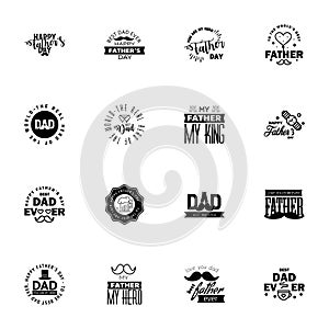 Love You Papa Card Design for Happy Fathers Day Typography Collection 16 Black Design