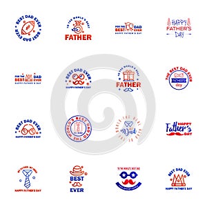 Love You Papa Card Design for Happy Fathers Day Typography Collection 16 Blue and red Design