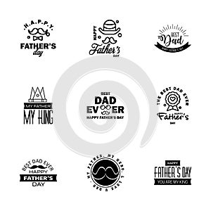 Love You Papa Card Design for Happy Fathers Day Typography Collection 9 Black Design