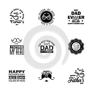 Love You Papa Card Design for Happy Fathers Day Typography Collection 9 Black Design