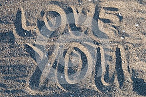 Love you in sand