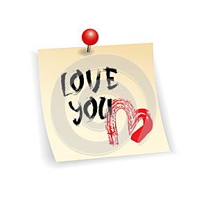 Love You Sticker For Happy Valentines Day Lettering With Hand Drawn Text And Heart Shape Isolated On White Background