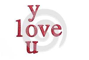 Love You Text White Background