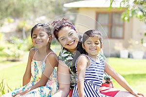 Love between a young mother and her two pretty daughters