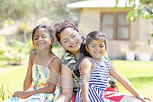 Love between a young mother and her two pretty daughters