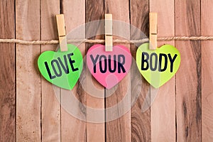 Love your body heart shaped note