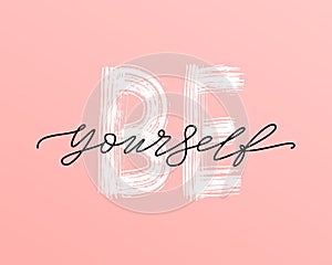 Love yourself quote. Single word. Modern calligraphy text print Vector illustration black and white. ego