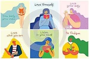 Love yourself. Vector lifestyle concept card with text don t forget to love yourself.