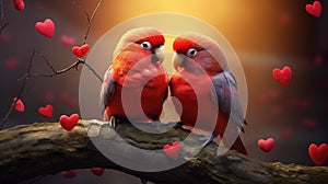 Lovebirds Celebrating Valentines Day Together