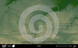 Lovech outlined, Bulgaria. Physical