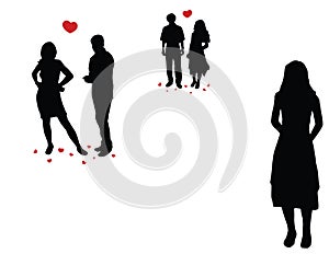 Loveful couples and lonely girl