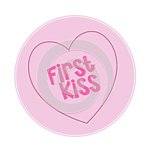 Loveheart Sweet Candy - First Kiss Message vector Illustration photo