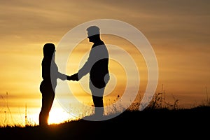 Loveing couple in sunset time