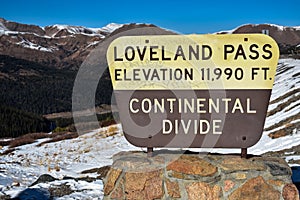Loveland Pass Continental Divide Sign