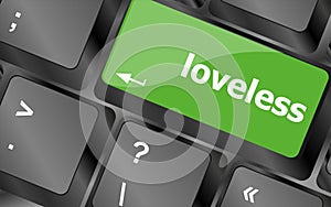 Loveless on key or keyboard showing internet dating concept