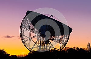 The Lovell Telescope at Jodrell Bank in Cheshire at Sunrise