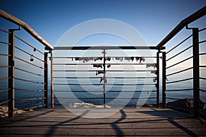 Lovelocks on a beach parapet